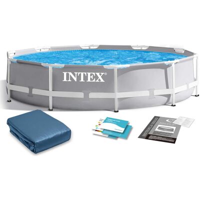 Intex opzetzwembad - Ø305cm - grijs - incl reparatiekit & zeil Intex opzetzwembad - Ø305cm - grijs - incl reparatiekit & zeil
