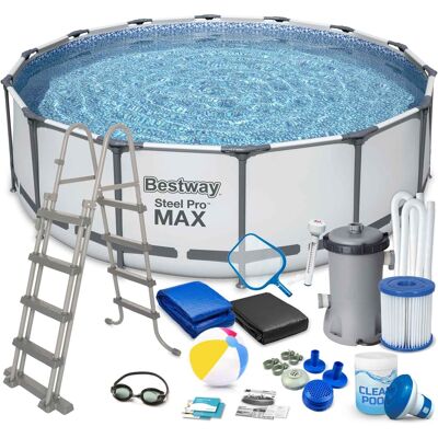 Bestway opzetzwembad - Ø457cm - filterpomp & accessoires - wit Bestway opzetzwembad - Ø457cm - filterpomp & accessoires - wit