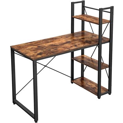 Viking Choice Computerbureau vintage 120 cm met legplanken bruin-zwart Viking Choice Computerbureau vintage 120 cm met legplanken bruin-zwart