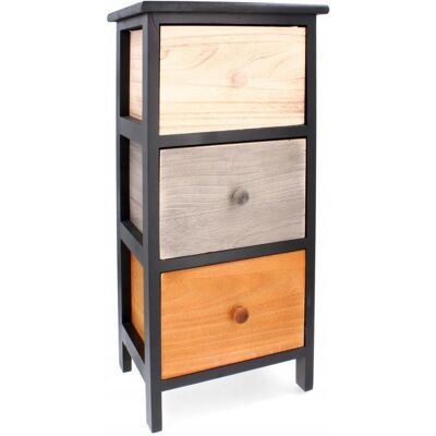 Chomik Ladekast - massief hout - 3 lades - 30x23x61,5 cm - zwart Chomik Ladekast - massief hout - 3 lades - 30x23x61,5 cm - zwart