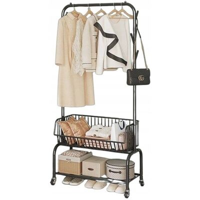 ECOTOYS Kledingrek - met opbergmand - 66x34x22 cm ECOTOYS Kledingrek - met opbergmand - 66x34x22 cm