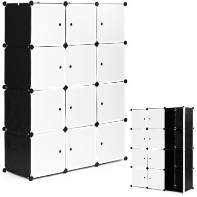 ECOTOYS Modulaire kledingkast - zwart - 12 vakken - 2 hangers - 144 x 106 x 36 cm ECOTOYS Modulaire kledingkast - zwart - 12 vakken - 2 hangers - 144 x 106 x 36 cm