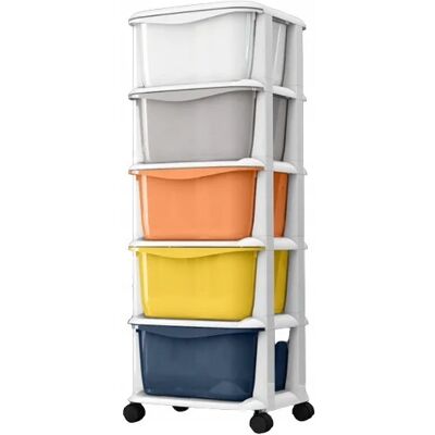 ECOTOYS Ladekast op wielen - Kunststof - Kastladen - 58x40x65cm ECOTOYS Ladekast op wielen - Kunststof - Kastladen - 58x40x65cm