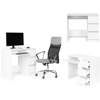 ECOTOYS Computerbureau - wit - 90 x 45 cm - 3 laden ECOTOYS Computerbureau - wit - 90 x 45 cm - 3 laden