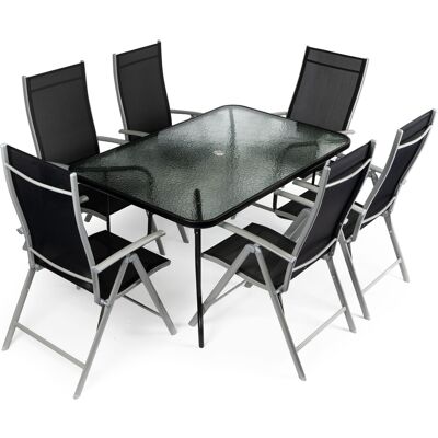 ECOTOYS Tuintafel - eettafel - glazen tuinset - 6 personen ECOTOYS Tuintafel - eettafel - glazen tuinset - 6 personen