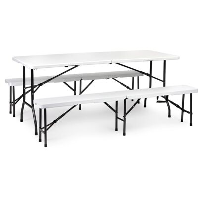 ECOTOYS Campingtafel - met bankjes - 8 personen - 179x74x74 cm - wit ECOTOYS Campingtafel - met bankjes - 8 personen - 179x74x74 cm - wit