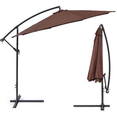 ECOTOYS Zweefparasol - zwengelmechanisme - 300 cm - bruin ECOTOYS Zweefparasol - zwengelmechanisme - 300 cm - bruin