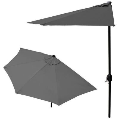 ECOTOYS Balkonparasol - halve parasol - met zwengel - 240 cm - grijs ECOTOYS Balkonparasol - halve parasol - met zwengel - 240 cm - grijs