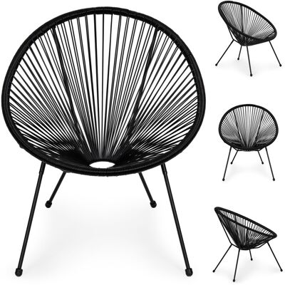 ECOTOYS Draadstoel tuin - 80x67x60cm - staal & rotan - zwart ECOTOYS Draadstoel tuin - 80x67x60cm - staal & rotan - zwart