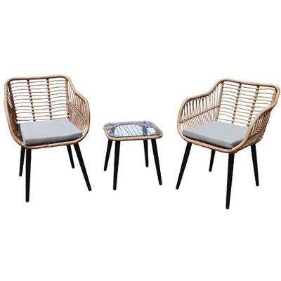 ECOTOYS Tuinmeubelset - 60x66x80cm - rattan - bruin zwart ECOTOYS Tuinmeubelset - 60x66x80cm - rattan - bruin zwart