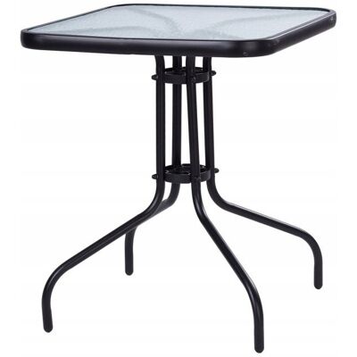 ECOTOYS Zwarte glazen tuintafel - Vierkant - Balkon - Terras - Patio ECOTOYS Zwarte glazen tuintafel - Vierkant - Balkon - Terras - Patio