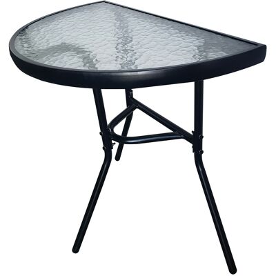 ECOTOYS Zwarte glazen tuintafel - Halfrond - Voor balkon - Terras - Patio ECOTOYS Zwarte glazen tuintafel - Halfrond - Voor balkon - Terras - Patio