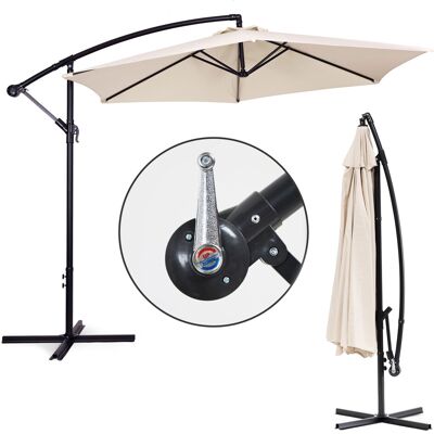 ECOTOYS Zweefparasol - beige - opvouwbaar - Ø 3m - 270 cm hoog ECOTOYS Zweefparasol - beige - opvouwbaar - Ø 3m - 270 cm hoog