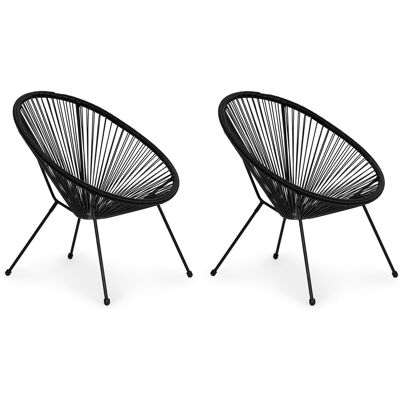 ECOTOYS Lounge stoel voor buiten - rattan - 80 x 67 x 60 cm - zwart ECOTOYS Lounge stoel voor buiten - rattan - 80 x 67 x 60 cm - zwart