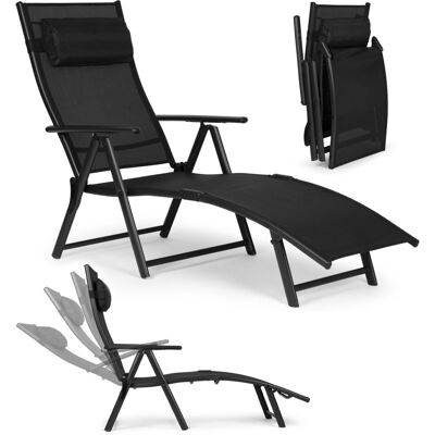 ECOTOYS Tuinstoel - zwart - opvouwbaar - verstelbare rugleuning - 150-180x64x66-94.5 cm ECOTOYS Tuinstoel - zwart - opvouwbaar - verstelbare rugleuning - 150-180x64x66-94.5 cm