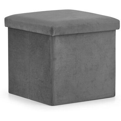 Leobert Poef met opbergruimte - 8 stuks - grijs fluweel - 36x38x38 cm Leobert Poef met opbergruimte - 8 stuks - grijs fluweel - 36x38x38 cm