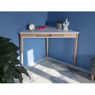 Ragaba Ashme hoekbureau - wit essenhout & MDF - FSC gecertificeerd Ragaba Ashme hoekbureau - wit essenhout & MDF - FSC gecertificeerd