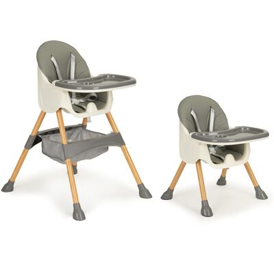 ECOTOYS Kinderstoel - met verstelbare poten - 2-in-1 - grijs, hout ECOTOYS Kinderstoel - met verstelbare poten - 2-in-1 - grijs, hout