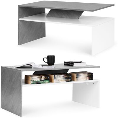 ECOTOYS Salontafel - rechthoek - 90x50x45cm - modern design - grijs wit ECOTOYS Salontafel - rechthoek - 90x50x45cm - modern design - grijs wit