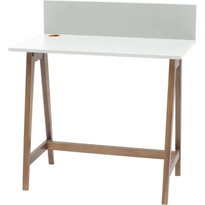 Ragaba Bureau Luka - Witte tafel met eiken poten, 85x50x75cm Ragaba Bureau Luka - Witte tafel met eiken poten, 85x50x75cm