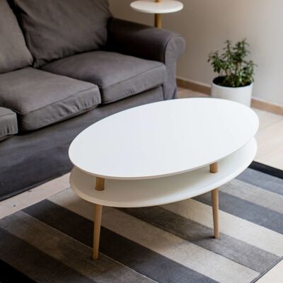 Ragaba Hoge salontafel Ovo - Wit beukenhout & gelamineerd MDF - FSC100% & FSCMIX gecertificeerd Ragaba Hoge salontafel Ovo - Wit beukenhout & gelamineerd MDF - FSC100% & FSCMIX gecertificeerd