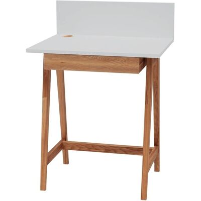 Ragaba Luka bureau lichtgrijs 65cm breed met eiken poten & 1 lade, FSC-gecertificeerd. Ragaba Luka bureau lichtgrijs 65cm breed met eiken poten & 1 lade, FSC-gecertificeerd.