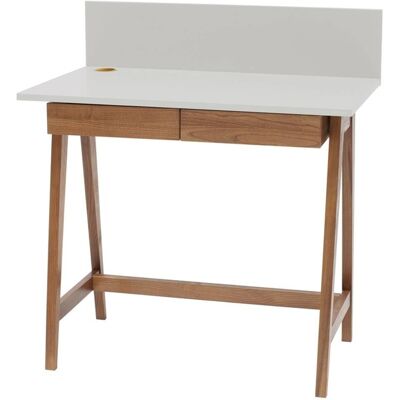 Ragaba Luka Bureau - Lades, Essenhout & MDF, Lichtgrijs, Eiken Poten Ragaba Luka Bureau - Lades, Essenhout & MDF, Lichtgrijs, Eiken Poten