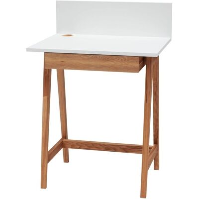 Ragaba Luka wit bureau met eiken poten - 65x50x75 cm - FSC gecertificeerd Ragaba Luka wit bureau met eiken poten - 65x50x75 cm - FSC gecertificeerd