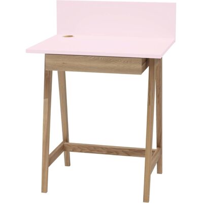 Ragaba Luka roze bureau, essenhouten poten, 1 lade, FSC gecertificeerd Ragaba Luka roze bureau, essenhouten poten, 1 lade, FSC gecertificeerd
