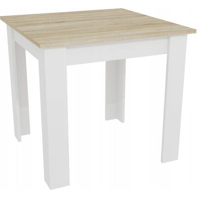 Leobert Eettafel - eetkamertafel - 80x80x75 cm - sonoma eiken, wit Leobert Eettafel - eetkamertafel - 80x80x75 cm - sonoma eiken, wit