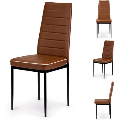 ECOTOYS Eetkamerstoelen - eco leer - 41x42x96cm - set van 4 - bruin ECOTOYS Eetkamerstoelen - eco leer - 41x42x96cm - set van 4 - bruin