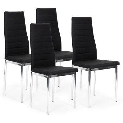 ECOTOYS Eetkamerstoelen - set van 4 eettafel stoelen - eco-leer - zwart ECOTOYS Eetkamerstoelen - set van 4 eettafel stoelen - eco-leer - zwart