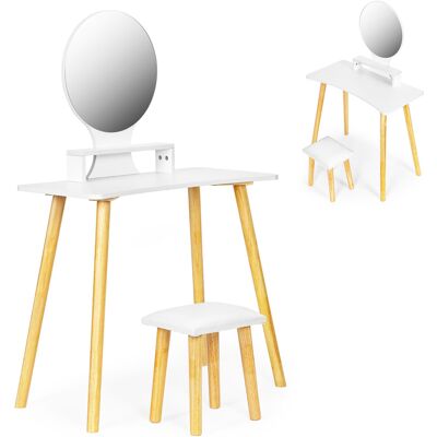 ECOTOYS Kaptafel met spiegel - incl. kruk - wit ECOTOYS Kaptafel met spiegel - incl. kruk - wit