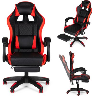 ECOTOYS Gamingstoel met voetsteun - verstelbaar - zwart rood ECOTOYS Gamingstoel met voetsteun - verstelbaar - zwart rood