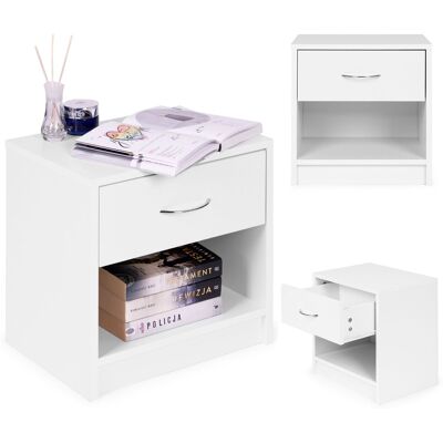 ECOTOYS Wit nachtkastje met lade - Modern - 41x28x39cm ECOTOYS Wit nachtkastje met lade - Modern - 41x28x39cm