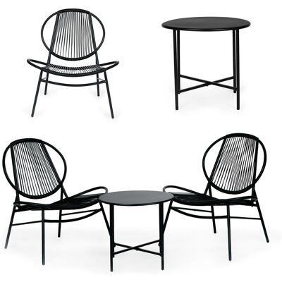ECOTOYS Tuinset - metaal - technorattan - 2 stoelen en tafel ECOTOYS Tuinset - metaal - technorattan - 2 stoelen en tafel
