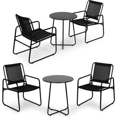 ECOTOYS Tuinset - zwart - 2 stoelen - gepoedercoat staal ECOTOYS Tuinset - zwart - 2 stoelen - gepoedercoat staal