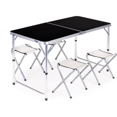 ECOTOYS Inklapbare campingtafel - 120x60 cm - verstelbare hoogte - incl. 4 stoelen ECOTOYS Inklapbare campingtafel - 120x60 cm - verstelbare hoogte - incl. 4 stoelen