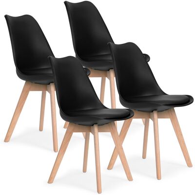 ECOTOYS Eetkamerstoelen scandinavisch - 4 stuks - beukenhout - draagvermogen 120 kg ECOTOYS Eetkamerstoelen scandinavisch - 4 stuks - beukenhout - draagvermogen 120 kg
