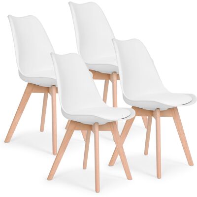 ECOTOYS Scandinavische eetkamerstoelen - 4 stuks - beukenhout - eco-leer ECOTOYS Scandinavische eetkamerstoelen - 4 stuks - beukenhout - eco-leer