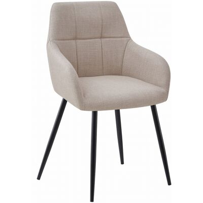 Viking Choice Eetkamerstoel BENI - beige - 85x57x59 cm - zwart metaal Viking Choice Eetkamerstoel BENI - beige - 85x57x59 cm - zwart metaal