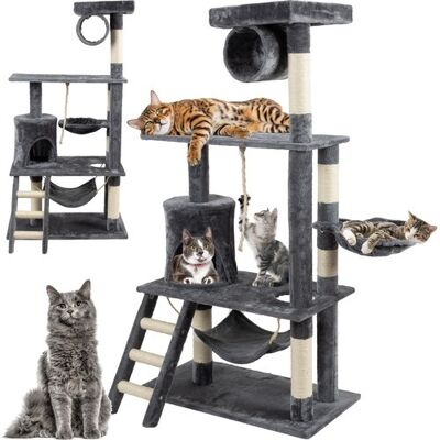 Purlov Krabpaal kat - kattenkrabpaal - 141 cm - met speeltje - hangmat Purlov Krabpaal kat - kattenkrabpaal - 141 cm - met speeltje - hangmat
