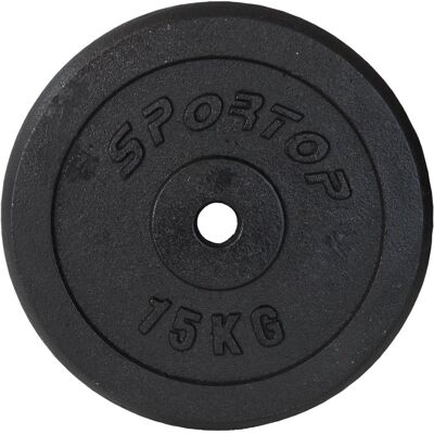 ENERO FIT Halterschijf - 15 kg - zwart - gietijzer - 305 mm diameter ENERO FIT Halterschijf - 15 kg - zwart - gietijzer - 305 mm diameter