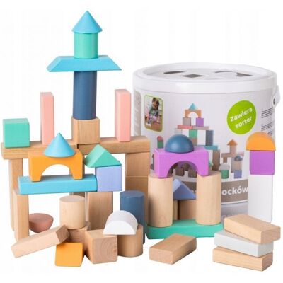 Viking Choice Houten blokkenset met handige emmer 100 stuks muti-gekleurd Viking Choice Houten blokkenset met handige emmer 100 stuks muti-gekleurd