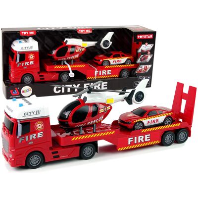 Viking Choice Brandweerwagen Speelgoed - 62x10x17cm met helikopter en auto Viking Choice Brandweerwagen Speelgoed - 62x10x17cm met helikopter en auto