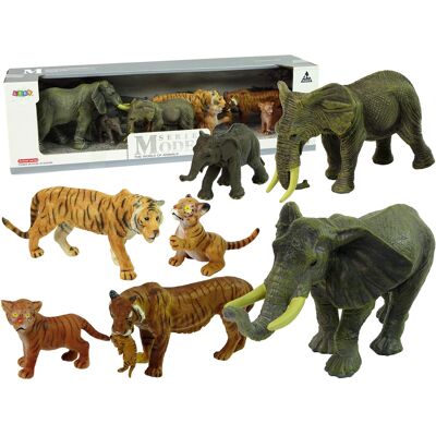 LEAN Toys Speelgoed dieren - set van 7 dieren - olifanten en tijgers LEAN Toys Speelgoed dieren - set van 7 dieren - olifanten en tijgers