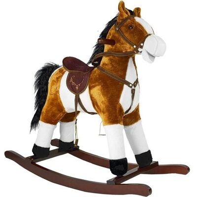 LEAN Toys Hobbelpaard - 72x30x74cm - zacht pluche - lichtbruin LEAN Toys Hobbelpaard - 72x30x74cm - zacht pluche - lichtbruin