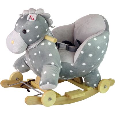 LEAN Toys Hobbelpaard - met wielen - 60x46x37cm - grijs met witte stipjes LEAN Toys Hobbelpaard - met wielen - 60x46x37cm - grijs met witte stipjes