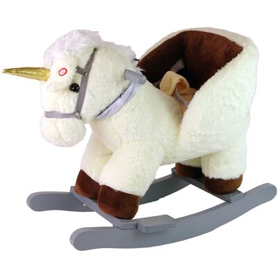 LEAN Toys Hobbelpaard - eenhoorn - 48x60x33cm - bruine wit LEAN Toys Hobbelpaard - eenhoorn - 48x60x33cm - bruine wit