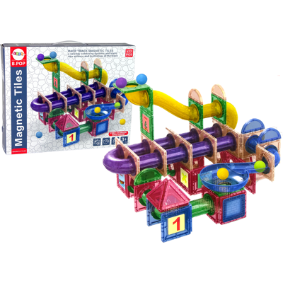 LEAN Toys Knikkerbaan - magnetische blokken - 177 delig - 48x38x9 cm LEAN Toys Knikkerbaan - magnetische blokken - 177 delig - 48x38x9 cm